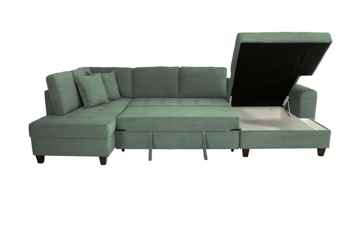 Wohnlandschaft Moritz Grün U-Form: 178x324x155 cm - Grün, Trend, Textil (178/324/155cm)