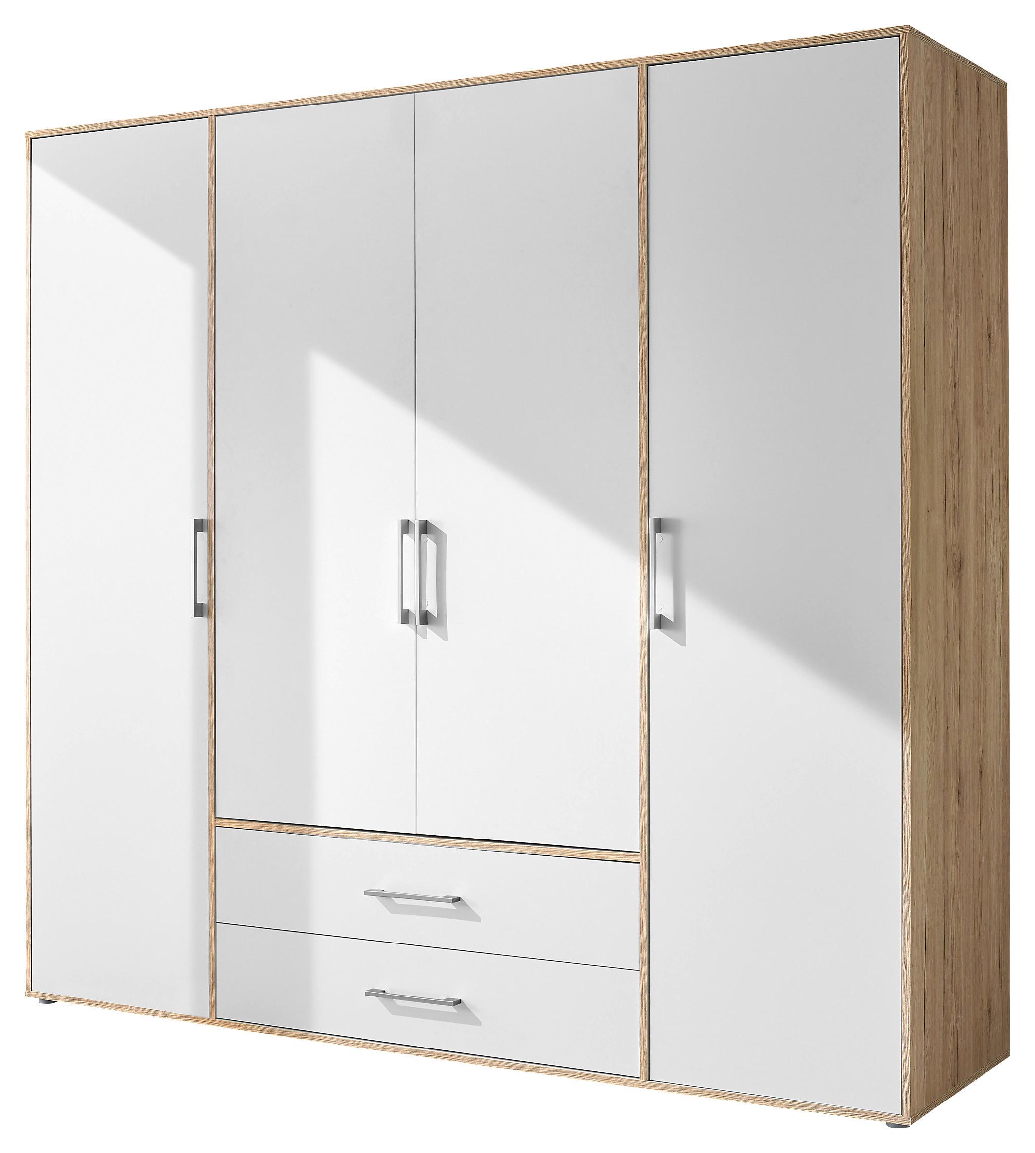 Kleiderschrank 4trg Lembo Artisan Eiche/Weiß 206cm - Weiß/Eiche Artisan, Basics, Holzwerkstoff (206/195/60cm)