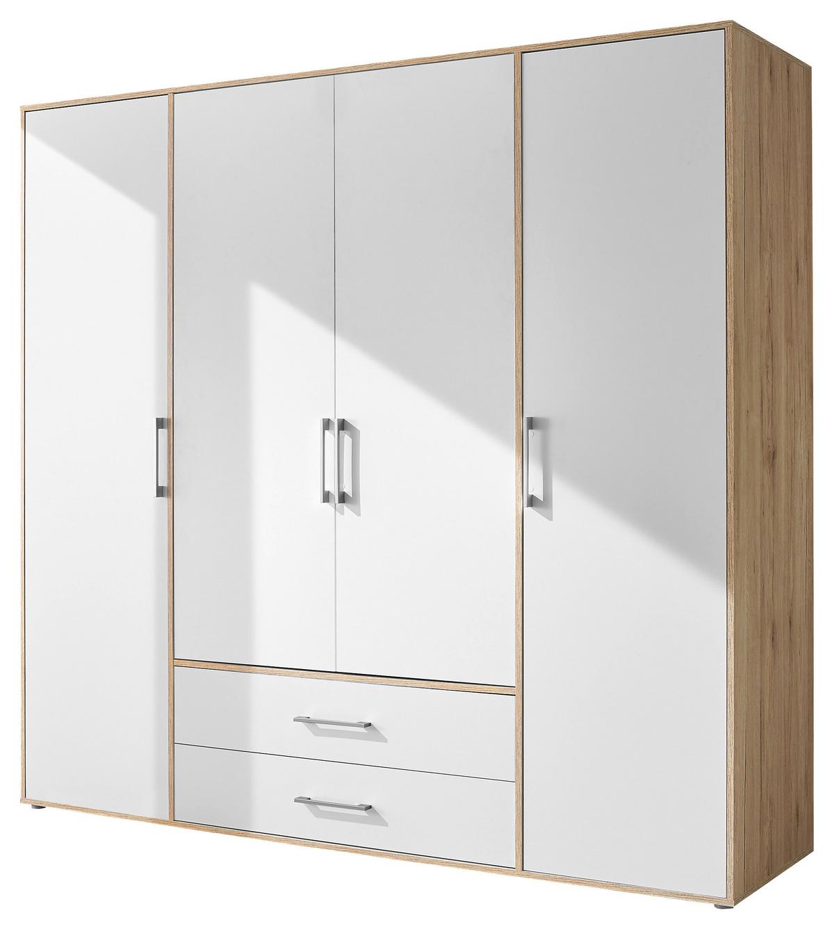 Kleiderschrank 4trg Lembo Artisan Eiche/weiß 206cm - Weiß/Eiche Artisan, Basics, Holzwerkstoff (206/195/60cm)