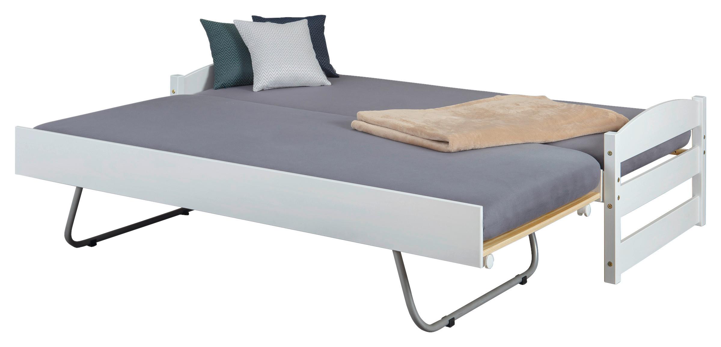 Ausziehbett Echtholz Massiv 90x200 Vindas Kiefer Weiß - Weiß/Naturfarben, KONVENTIONELL, Holz (90-180/200cm) - MID.YOU