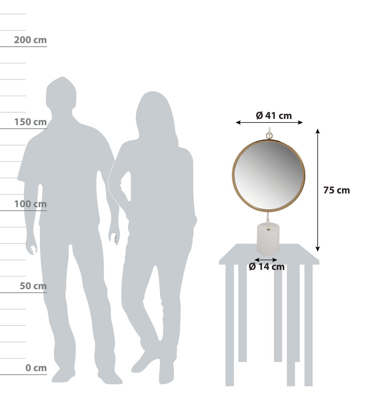 Tischspiegel Eleganca H: 75 Cm Metallrahmen Weiß/goldfarben - Goldfarben/Weiß, LIFESTYLE, Glas/Metall (41/75/14cm) - Kayoom