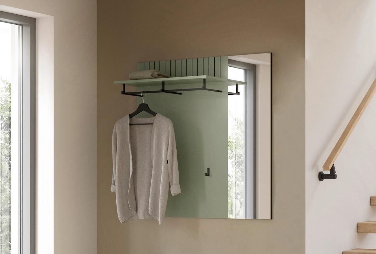 Garderobenpaneel Station Graugrün B: 106cm - Graugrün, Design, Holzwerkstoff (106/106/27cm) - MID.YOU