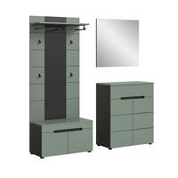 Garderobe Canu 4-teilig Grau/grün B: 175 Cm - Design, Holzwerkstoff (175/190/37cm) - Livetastic