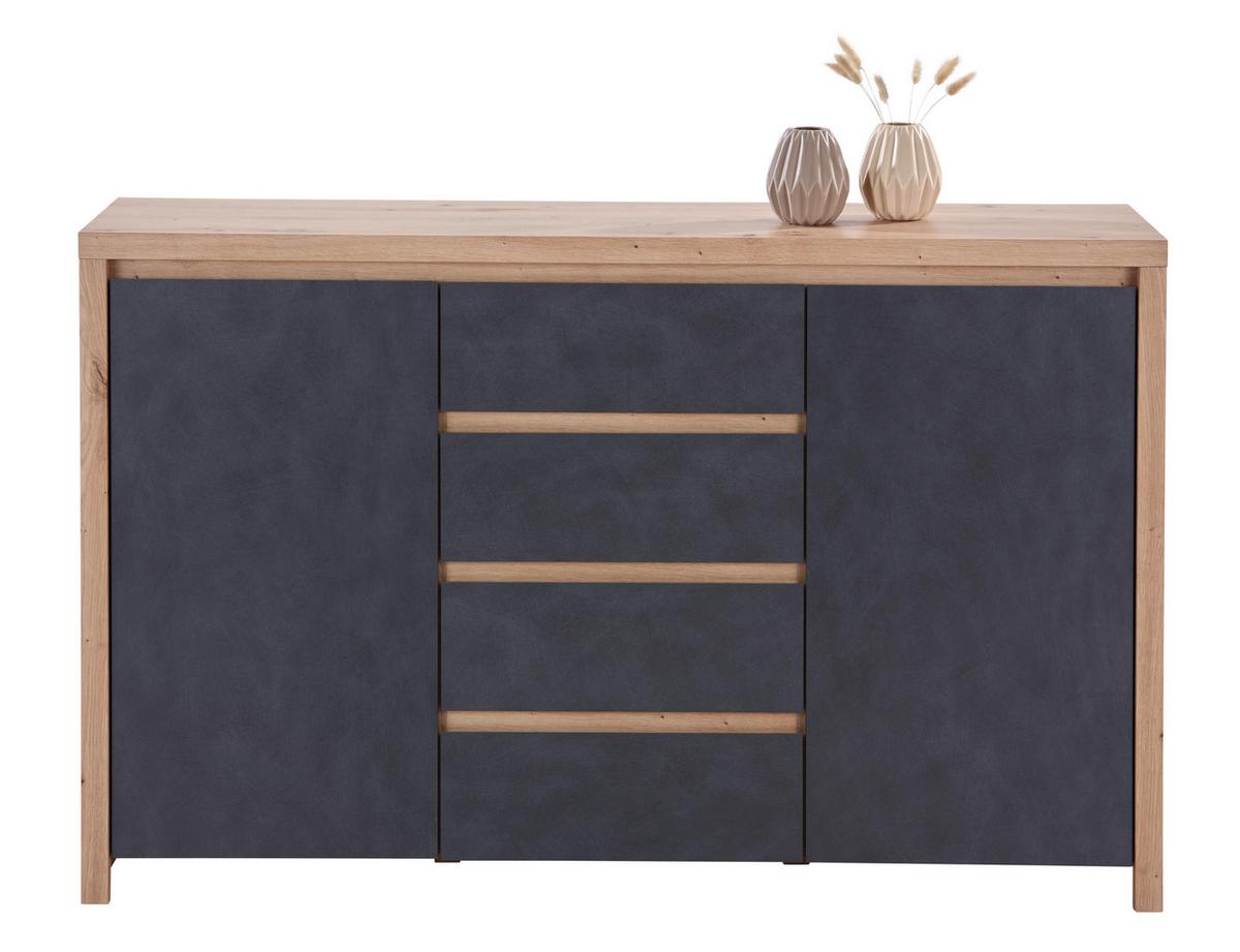 Kommode B: 143 cm Mit 2 Türen Larios, Graphitfarben/Eiche Dekor - Graphitfarben/Eiche Artisan, MODERN, Holzwerkstoff (143/91/40cm)