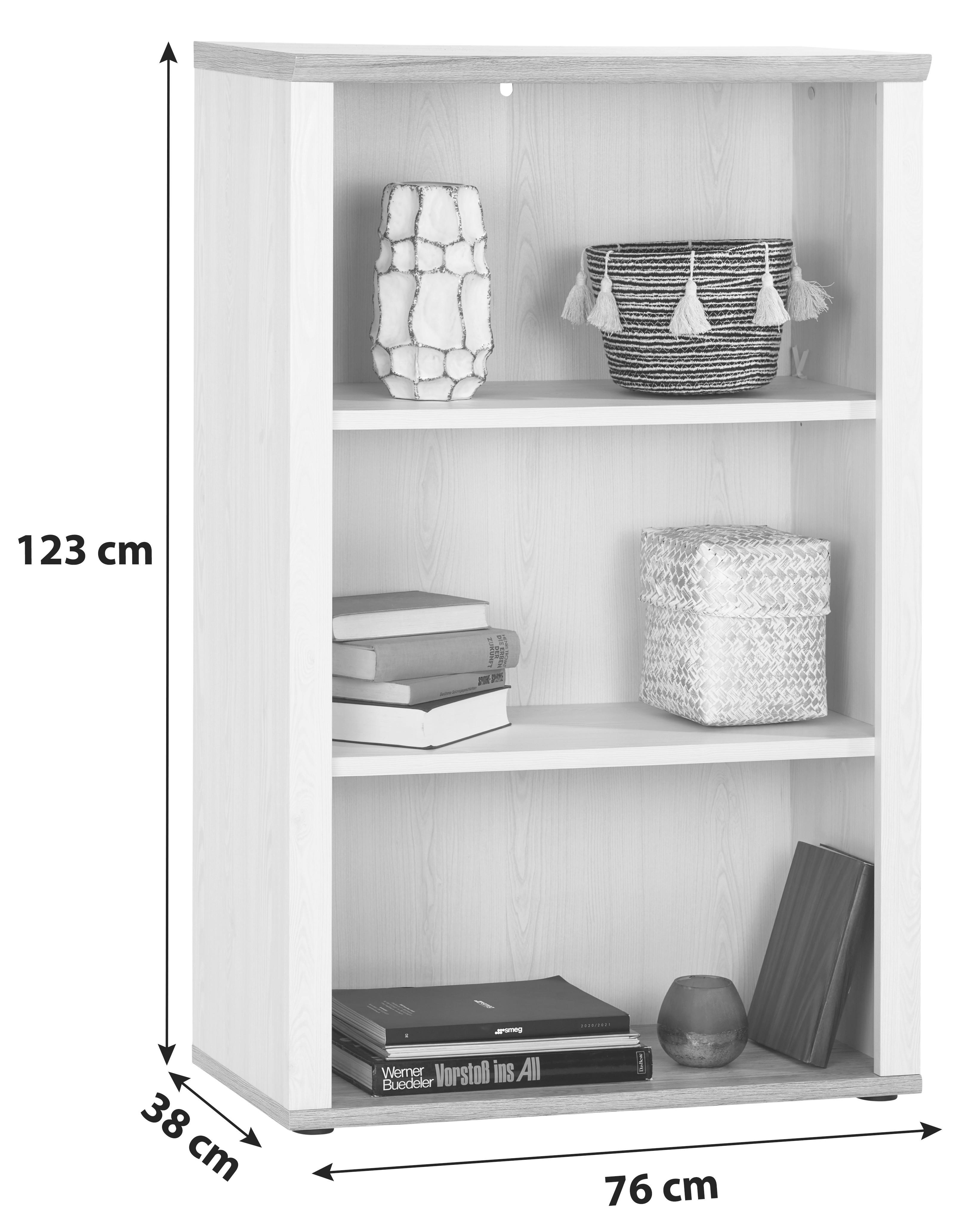 Regal Romance B: 76 cm Eiche Dekor/Weiß