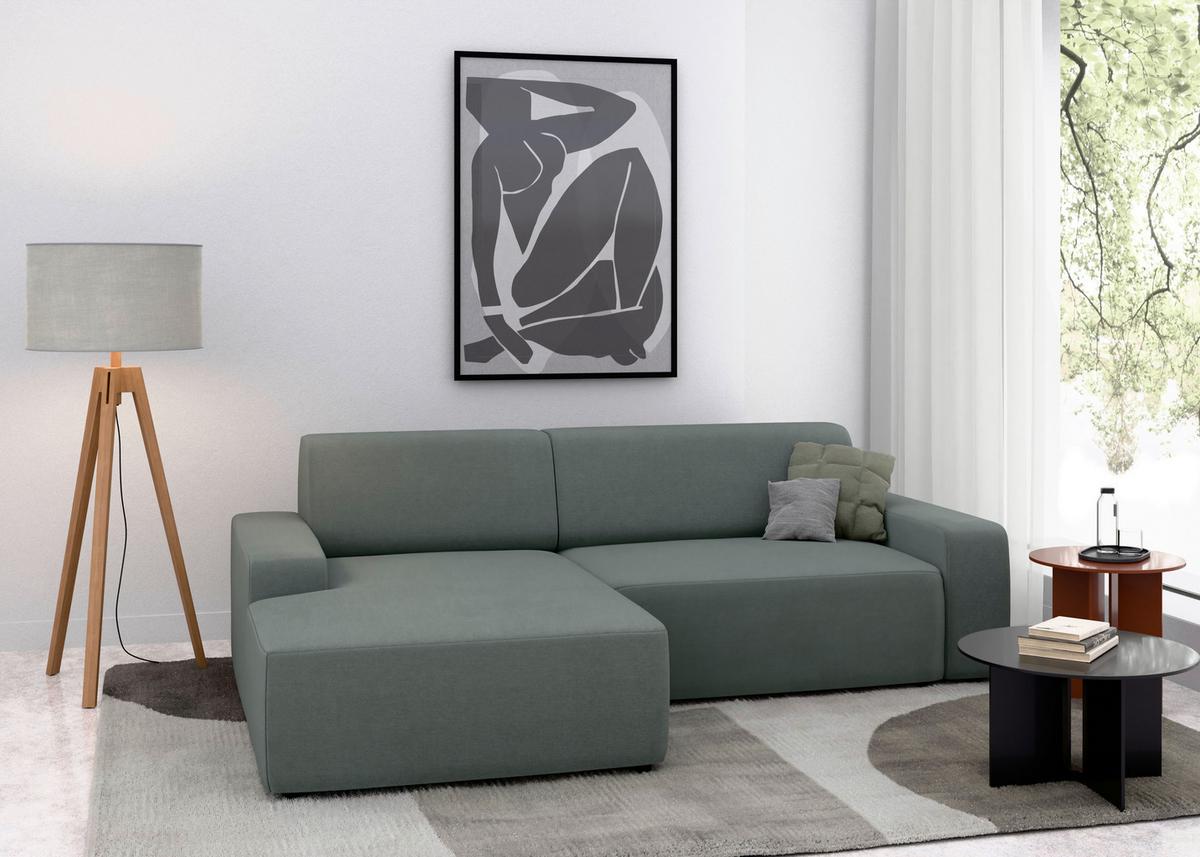 Ecksofa Wien, Grau S: 162x246 cm - Schwarz/Grau, MODERN, Textil (162/246cm) - Trendmanufaktur