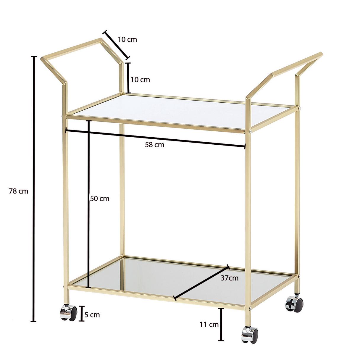 Servírovací vozík v zlatej farbe š: 73cm - zlatá, Modern, kov/plast (73/37/78cm) - MID.YOU
