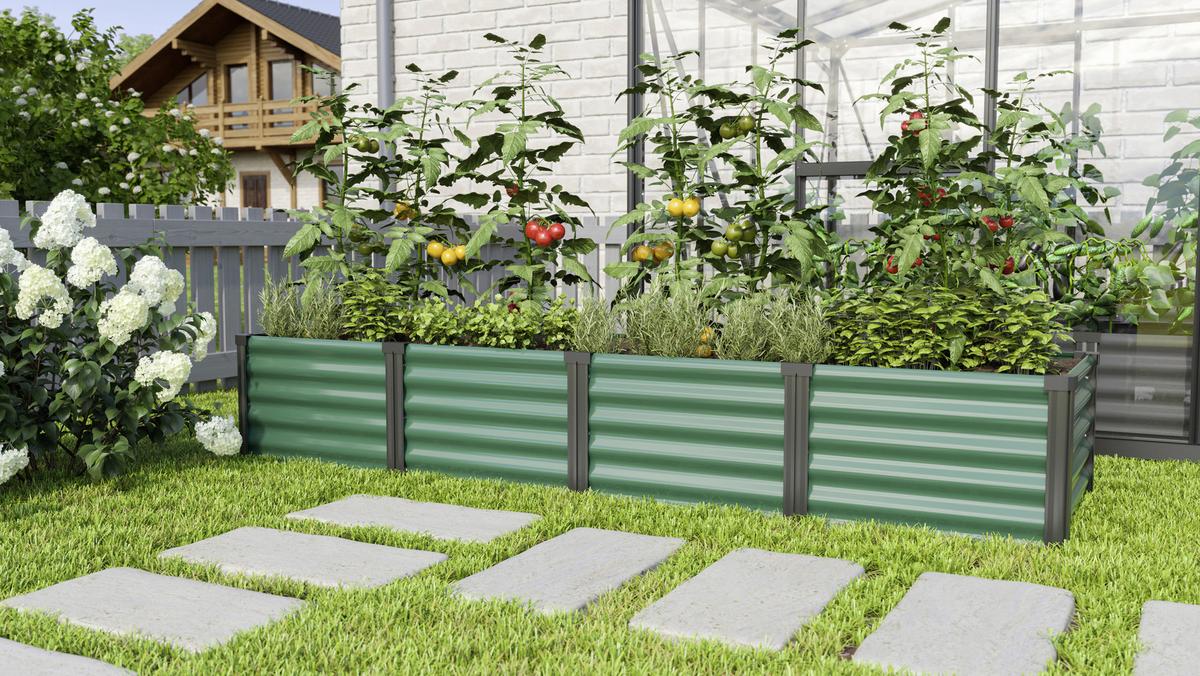 Hochbeet Stahl Linus In & Out BxHxT: 65x40,3x245 cm Dunkelgrün - Dunkelgrün/Schwarz, Basics, Metall (65/40,3/245cm)