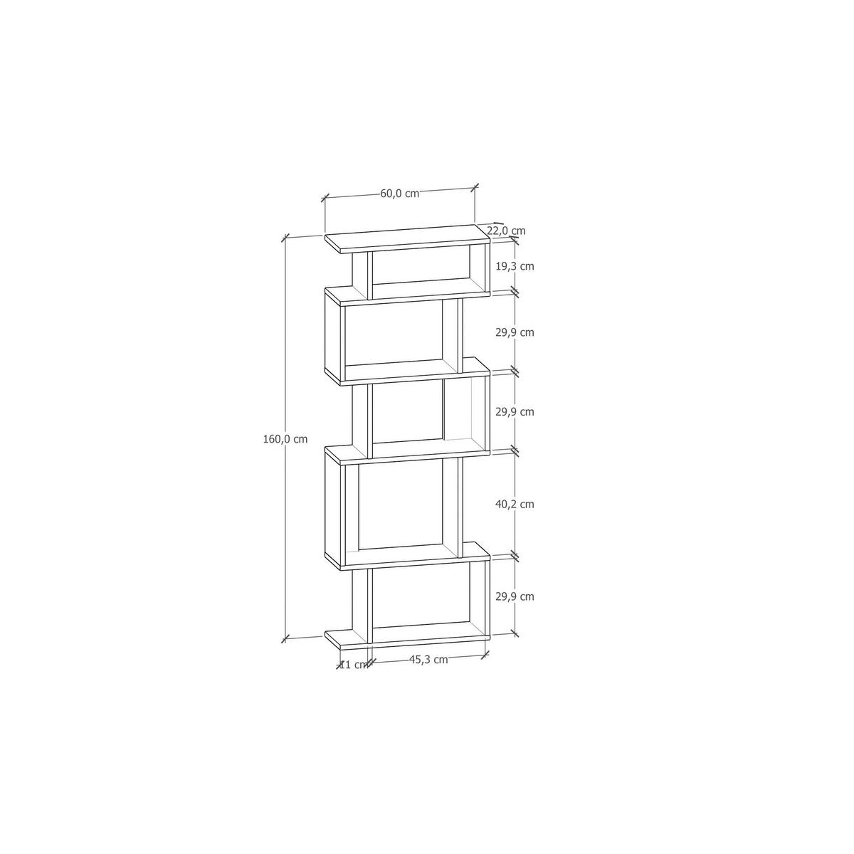 Regal Eros Standregal - Eichefarben, Design, Holzwerkstoff (60/160/22cm) - Livetastic