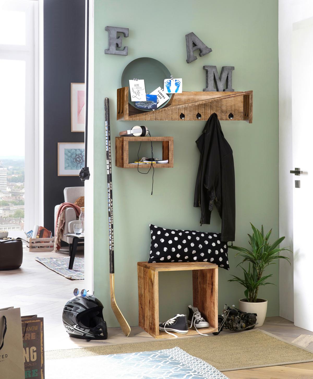 Wandregal Naturfarben B: 34 cm - Naturfarben, Design, Holz (34/20/15cm) - Livetastic