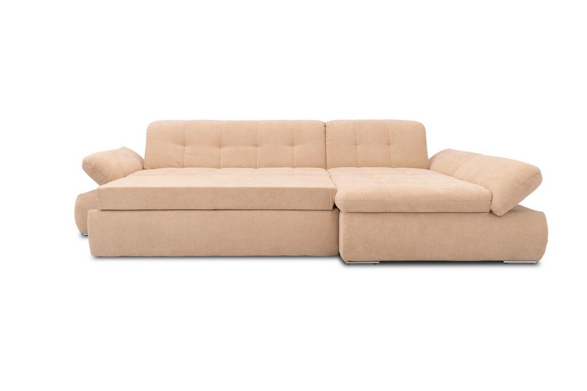 Ecksofa mit Schlaffunktion Moric Beige Mikrofaser - Chromfarben/Beige, KONVENTIONELL, Textil (300/172cm) - MID.YOU