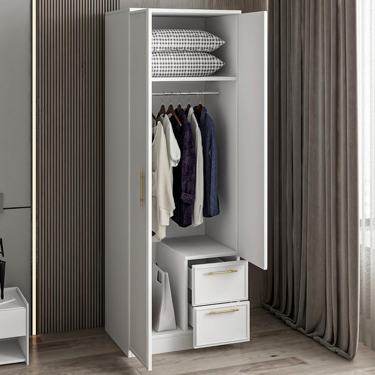 KLEIDERSCHRANK Vespera Weiß B: 60cm - Weiß, Design, Holzwerkstoff (60/172/45cm) - Livetastic