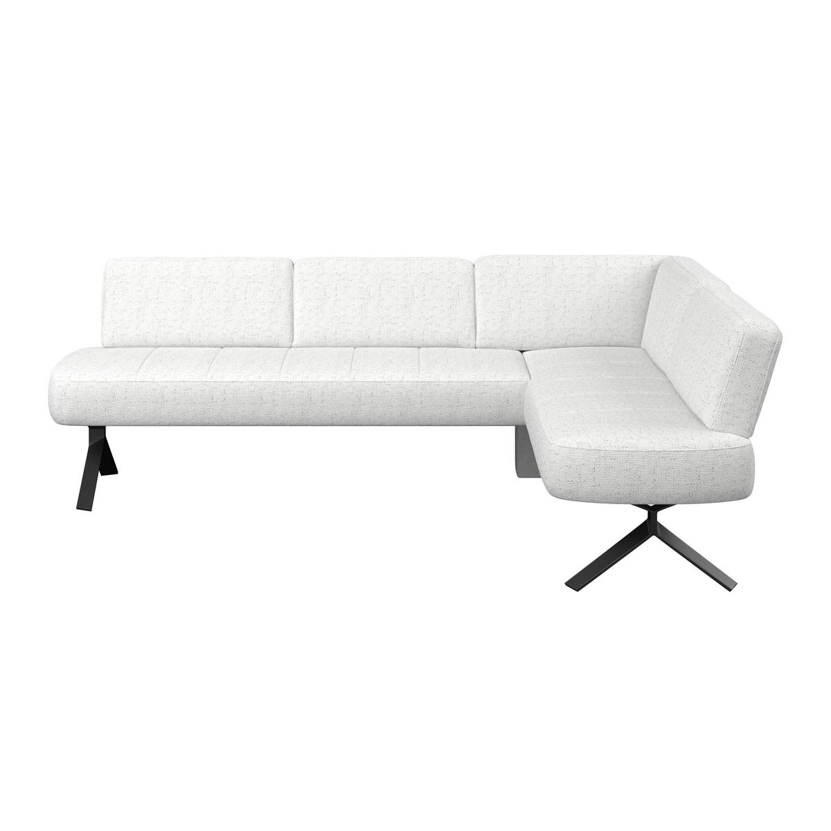 Eckbank weiß/Metallbeine Ulmo 248x176 cm - Schwarz/Weiß, MODERN, Textil/Metall (248/176cm)