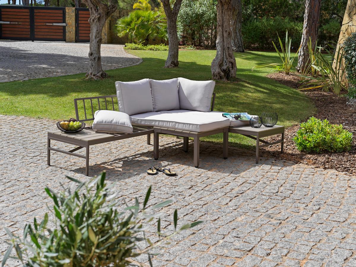 Lounge-garnitúra Oslo - barna/szürke, Modern, műanyag/textil (215/154,5cm)