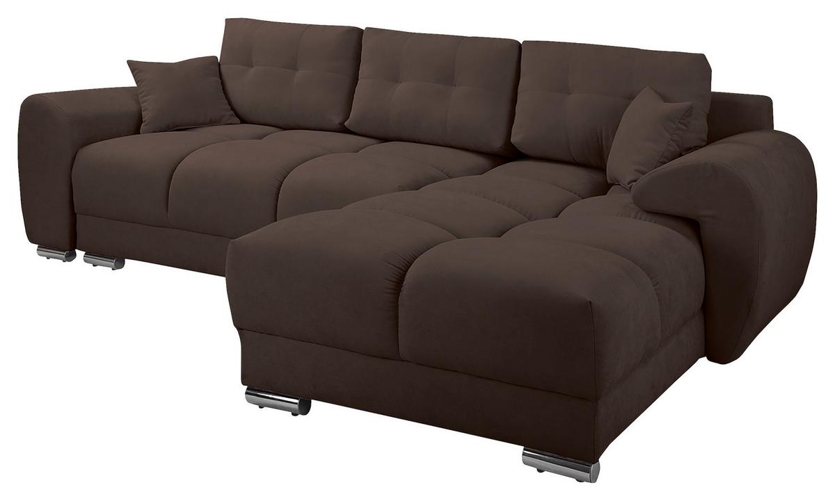 Ecksofa Azzuro Braun S: 256x175 Cm - Silberfarben/Braun, Design, Textil (256/175cm) - Livetastic