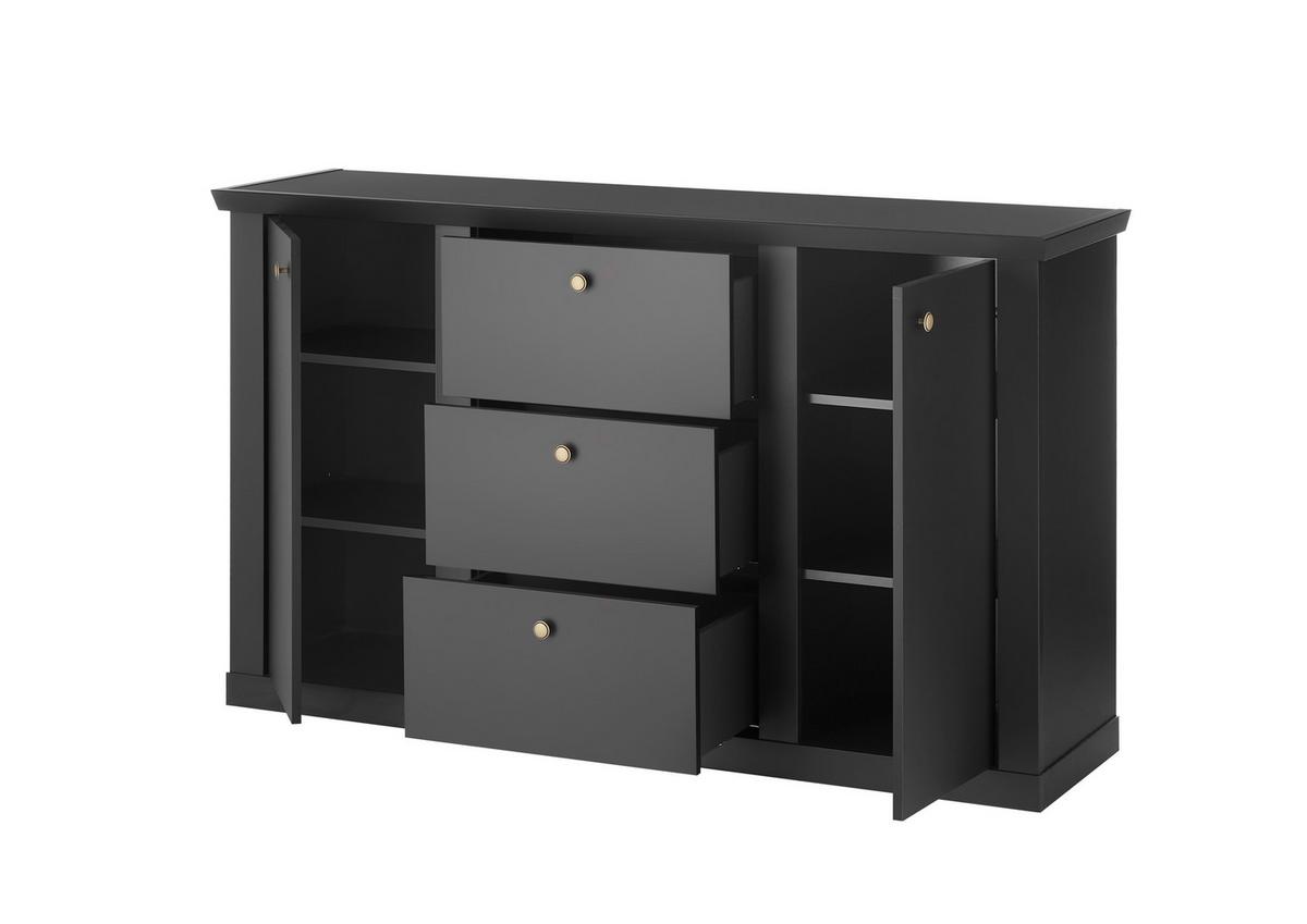 Sideboard Lincoln Schwarz/Eichefarben B: 158cm - Eichefarben/Schwarz, Design, Holzwerkstoff (158/92/42cm) - MID.YOU