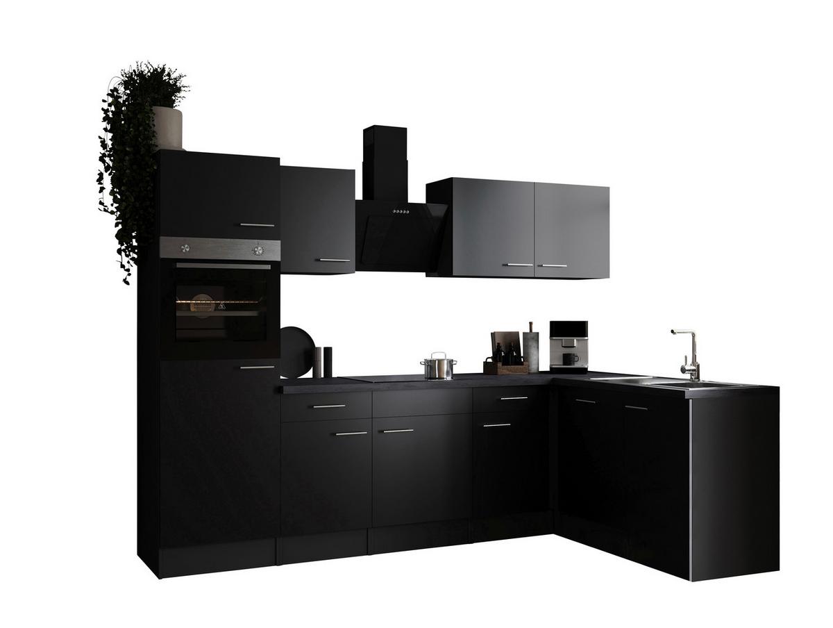 Eckküche Oliver Schwarz, Grau S: 280x172 Cm - Schwarz/Grau, Design, Holzwerkstoff (280/172cm) - Respekta