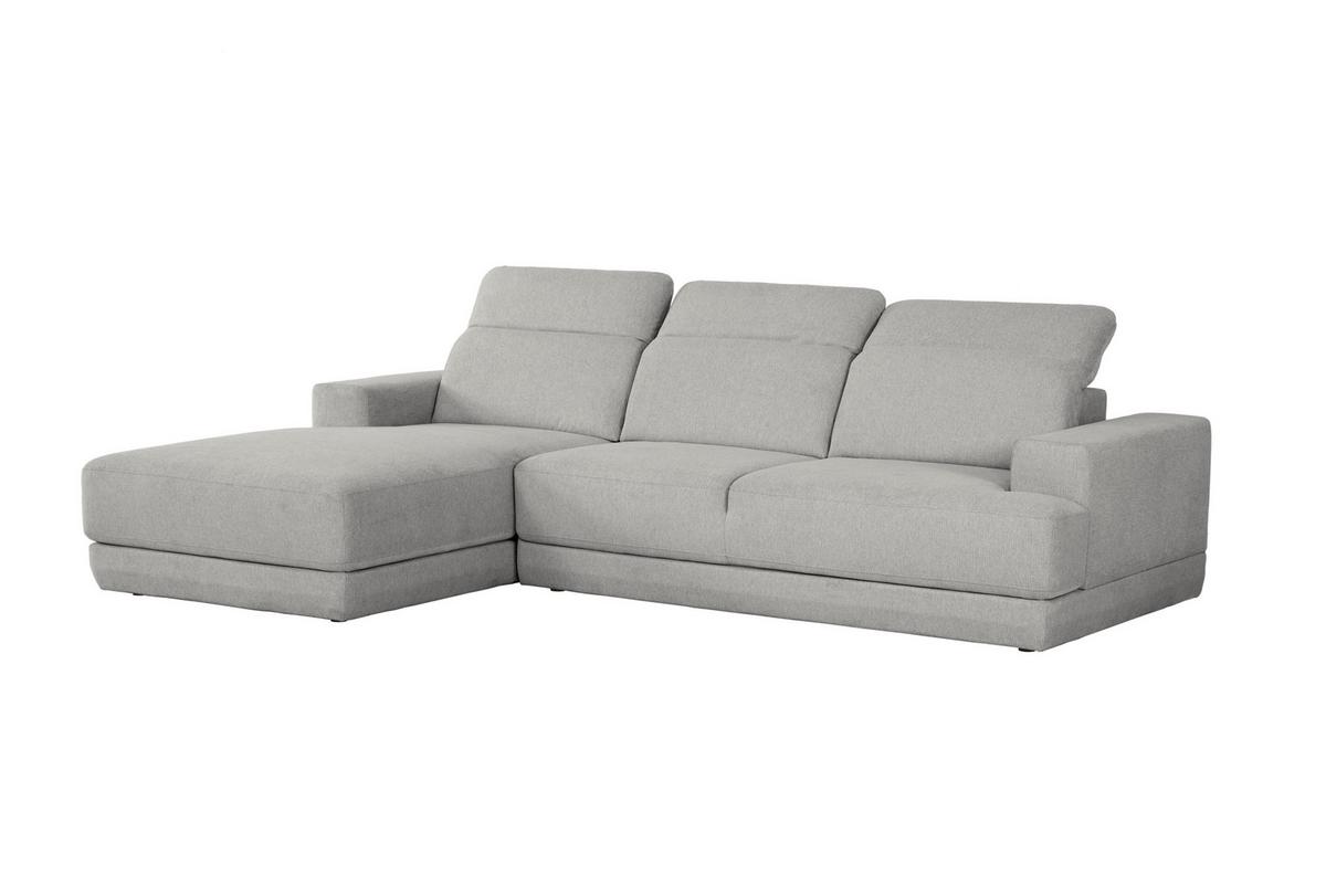 Ecksofa Frans Hellgrau S: 204 cm - Hellgrau/Schwarz, Design, Textil (204/293cm) - MID.YOU