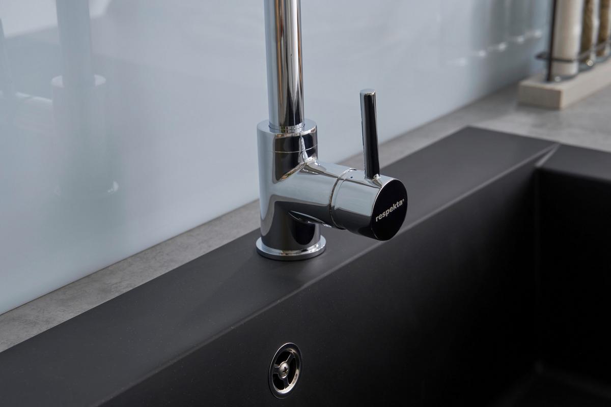 Spüle Respekta Ohio Kunststein Bxt: 66x50 cm - Schwarz, Trend, Glas/Kunststoff (66/21/50cm) - Respekta