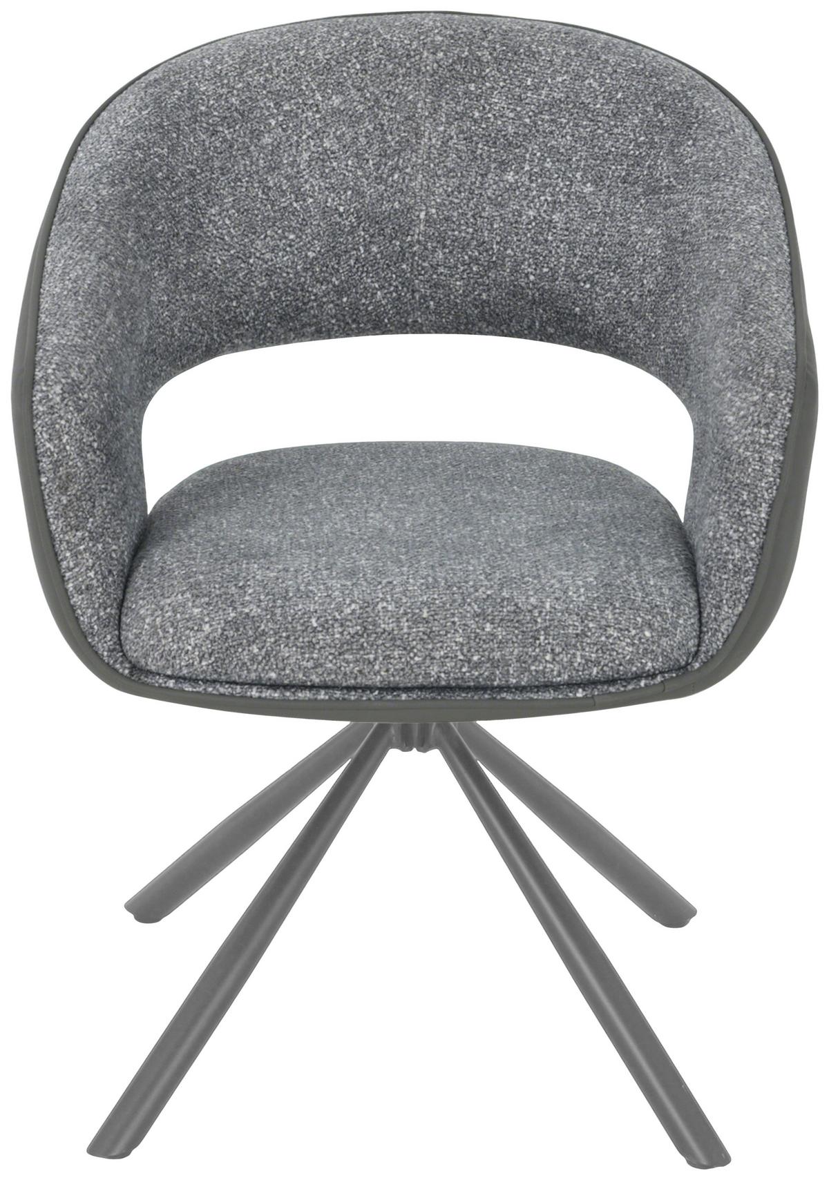 Armlehnstuhl Alva Leinenoptik Grau, B: 58 cm - Dunkelgrau/Grau, LIFESTYLE, Holz/Textil (58/83/62cm) - Livetastic