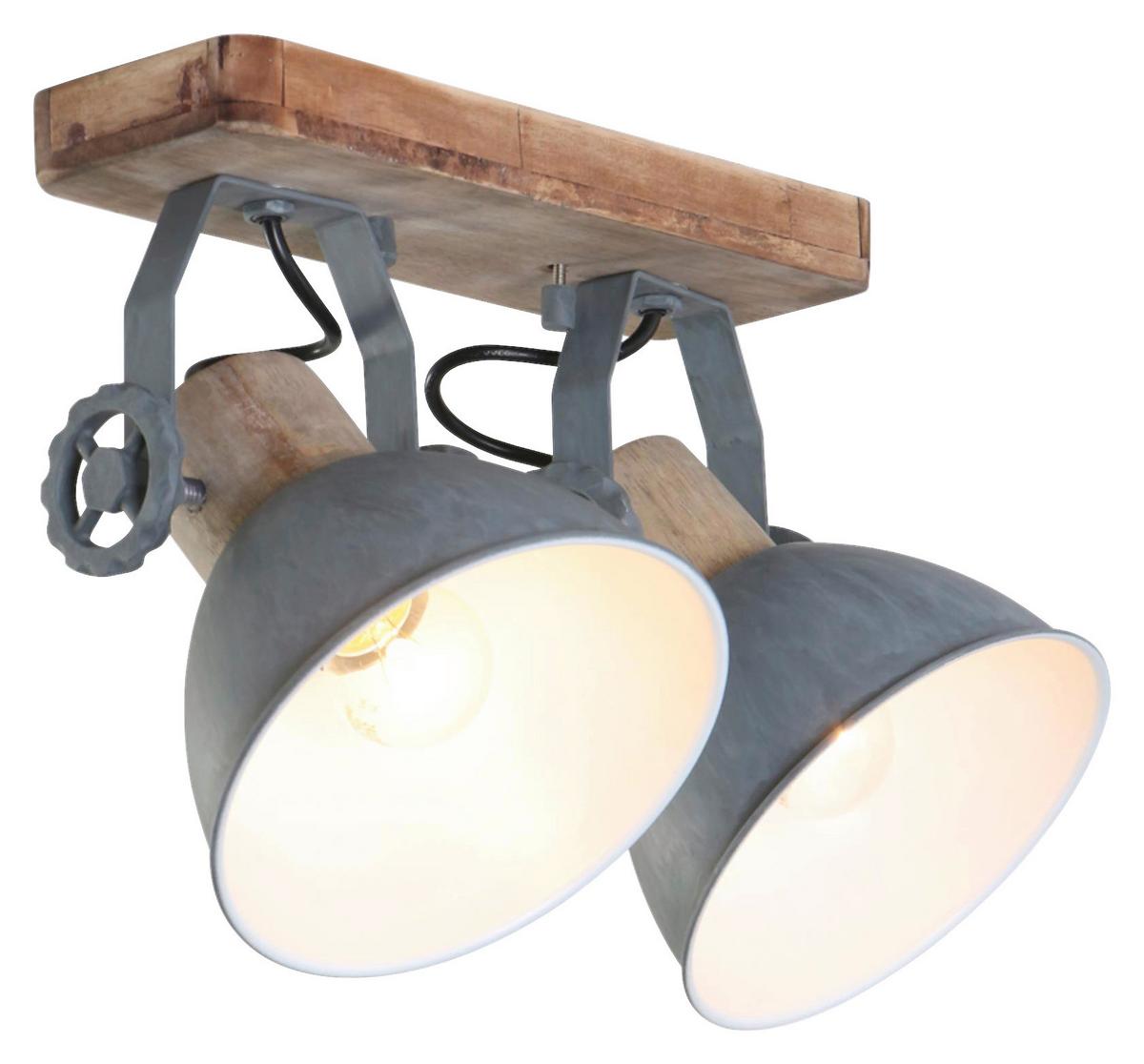 Deckenspots Gearwood - Anthrazit, Trend, Holz/Metall (32/19/17cm)