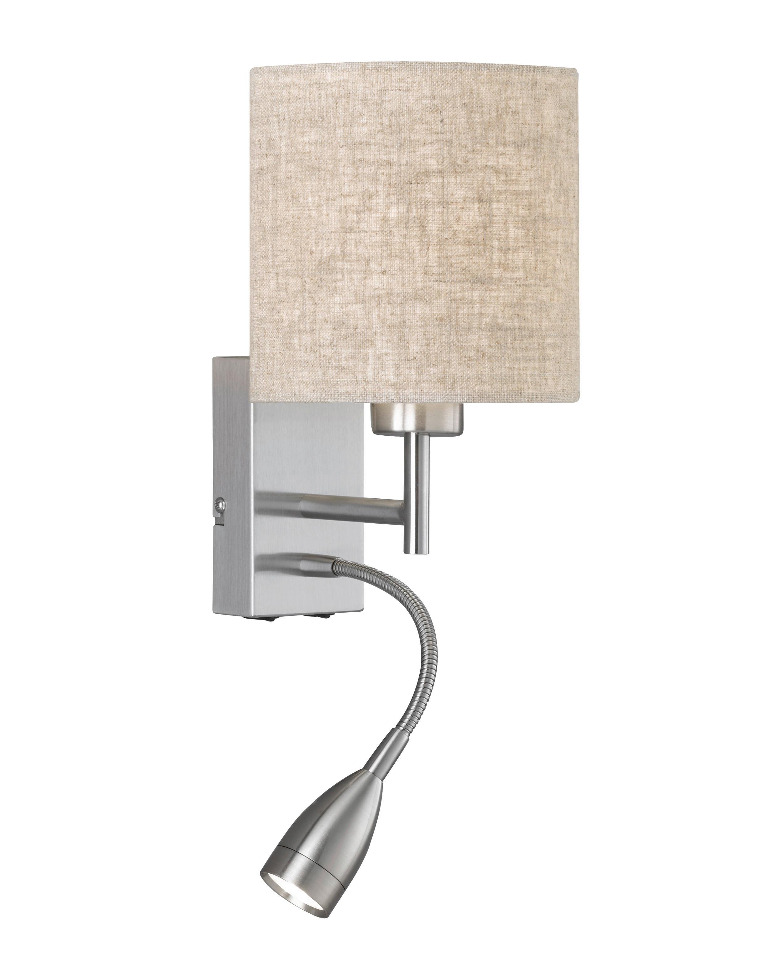 WANDLEUCHTE 30314 DREAMER - Sandfarben/Nickelfarben, Basics, Textil/Metall (16/16/28cm) - Fischer & Honsel