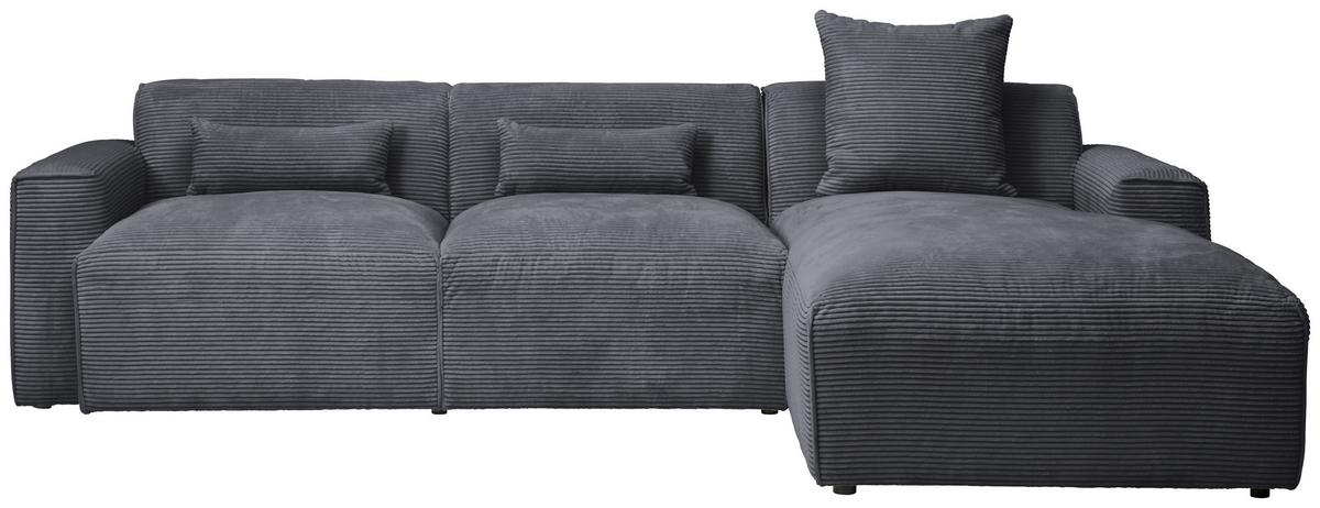 Ecksofa mit Zierkissen Pearl Graphitfarben 303x193 cm - Schwarz/Graphitfarben, Design, Textil (303/196cm) - Livetastic
