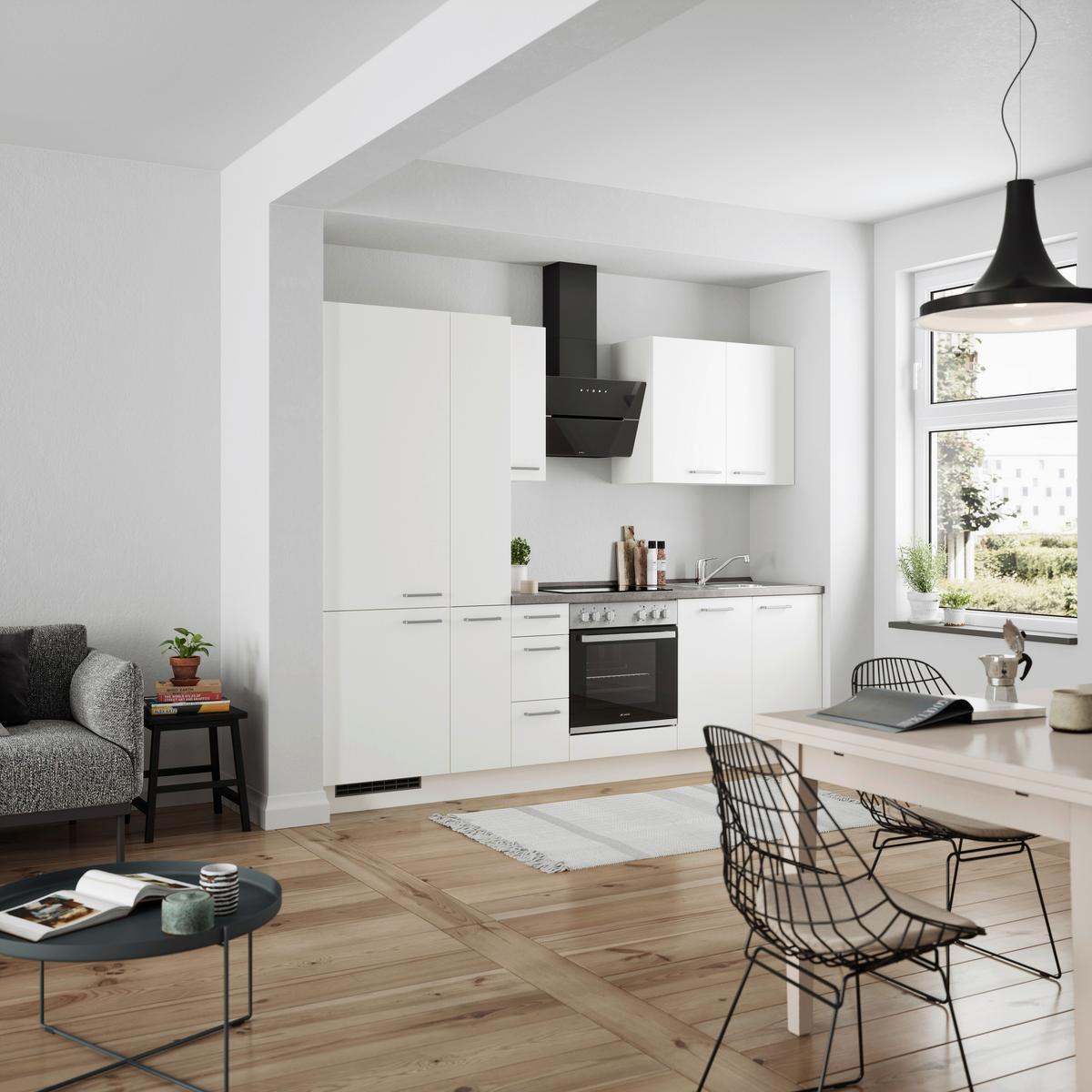 KÜCHENLEERBLOCK TOUCH HIGH - LINE, H3 LINKS - Weiß/Grau, MODERN, Holzwerkstoff (270cm) - Nobilia