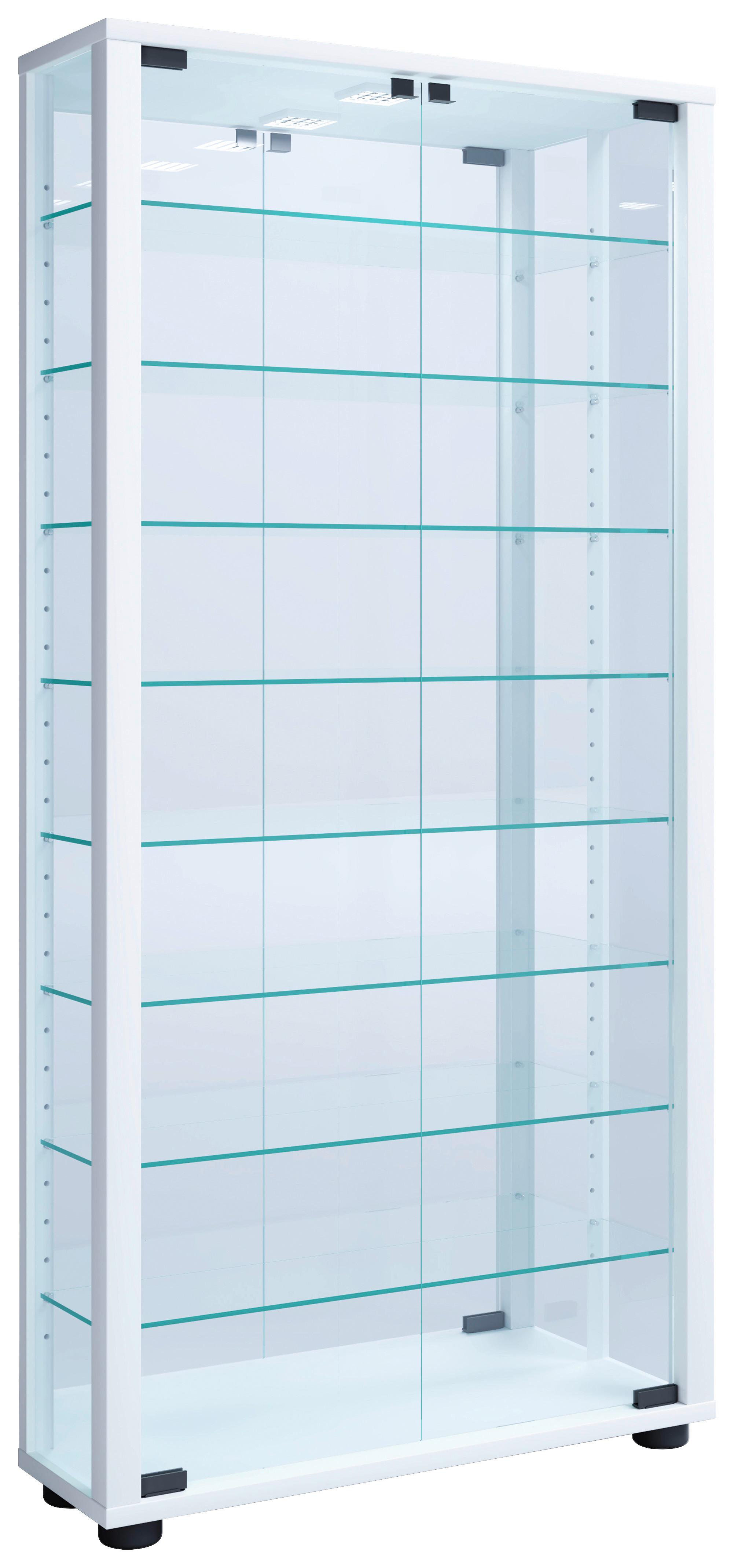 Vitrin Lumo - fehér, Modern, faalapú anyag/üveg (59/114,8/18cm) - MID.YOU