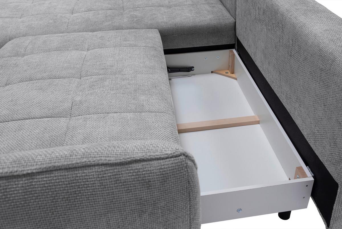 Ecksofa Samoa Grau S: 187x282 cm - Schwarz/Grau, Design, Textil (187/282cm) - Livetastic