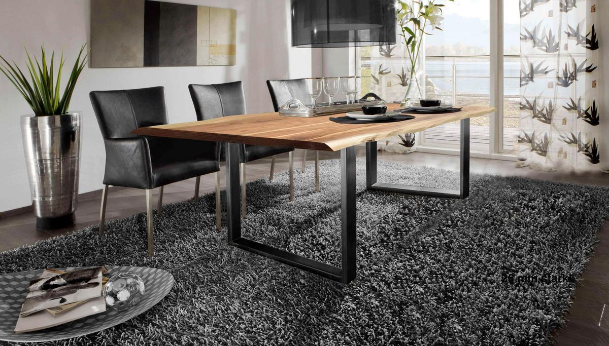 ESSTISCH Naturfarben/Schwarz L: 160cm - Schwarz/Naturfarben, MODERN, Holz/Metall (160/85/76cm) - MID.YOU