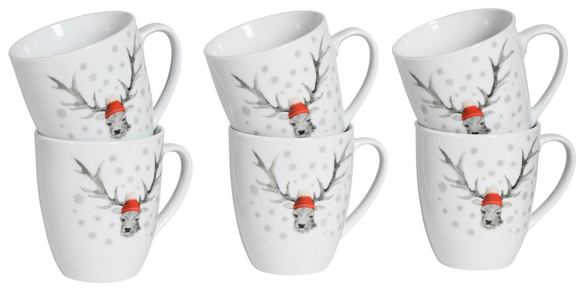 Kaffeebecherset Luna Hirsch 6--Teilig., Weiß - Weiß, Basics, Keramik - Creatable