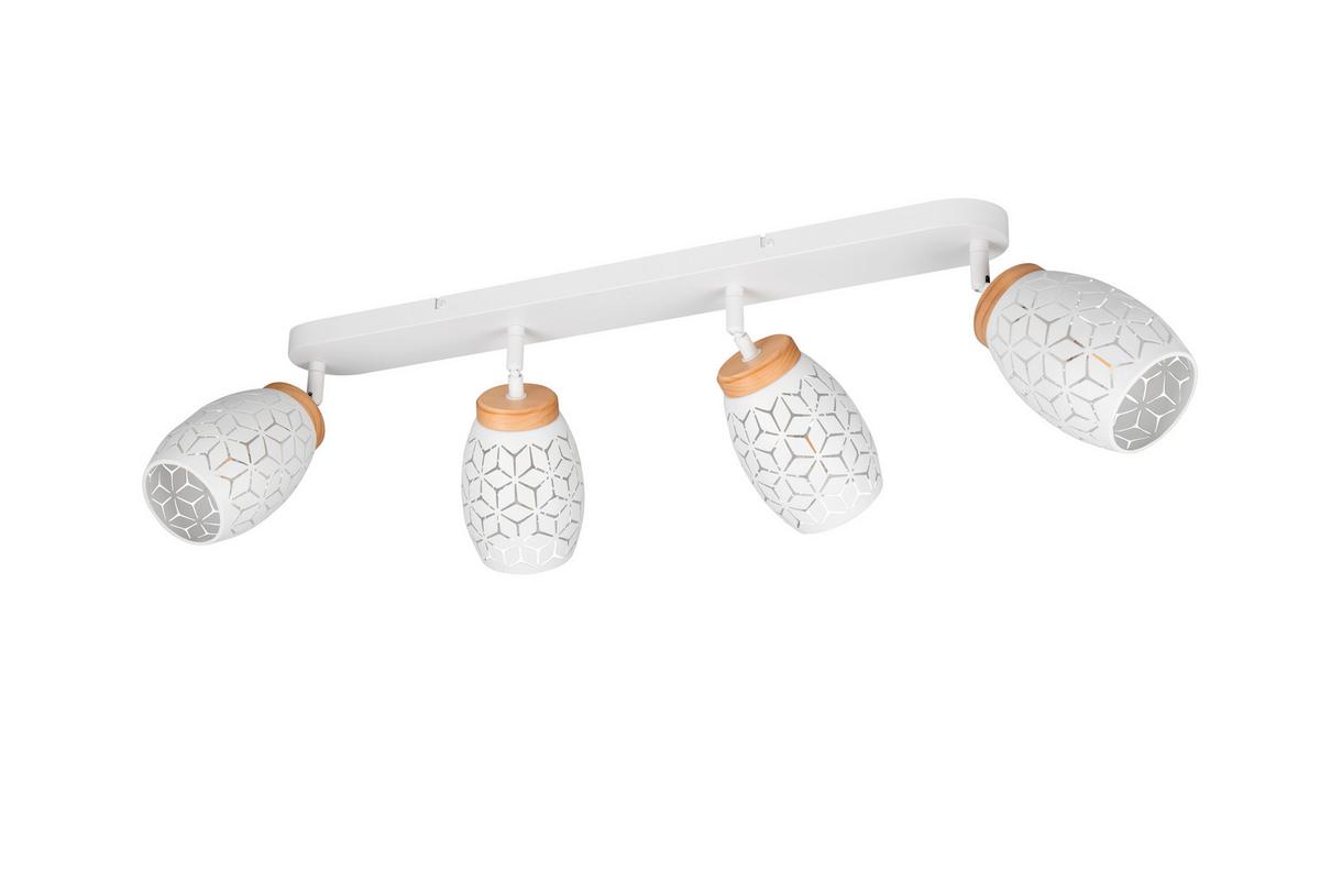 Deckenstrahler Bidar Naturfarben Weiß L: 74 Cm - Naturfarben/Weiß, Trend, Holz/Metall (74/27/12cm)