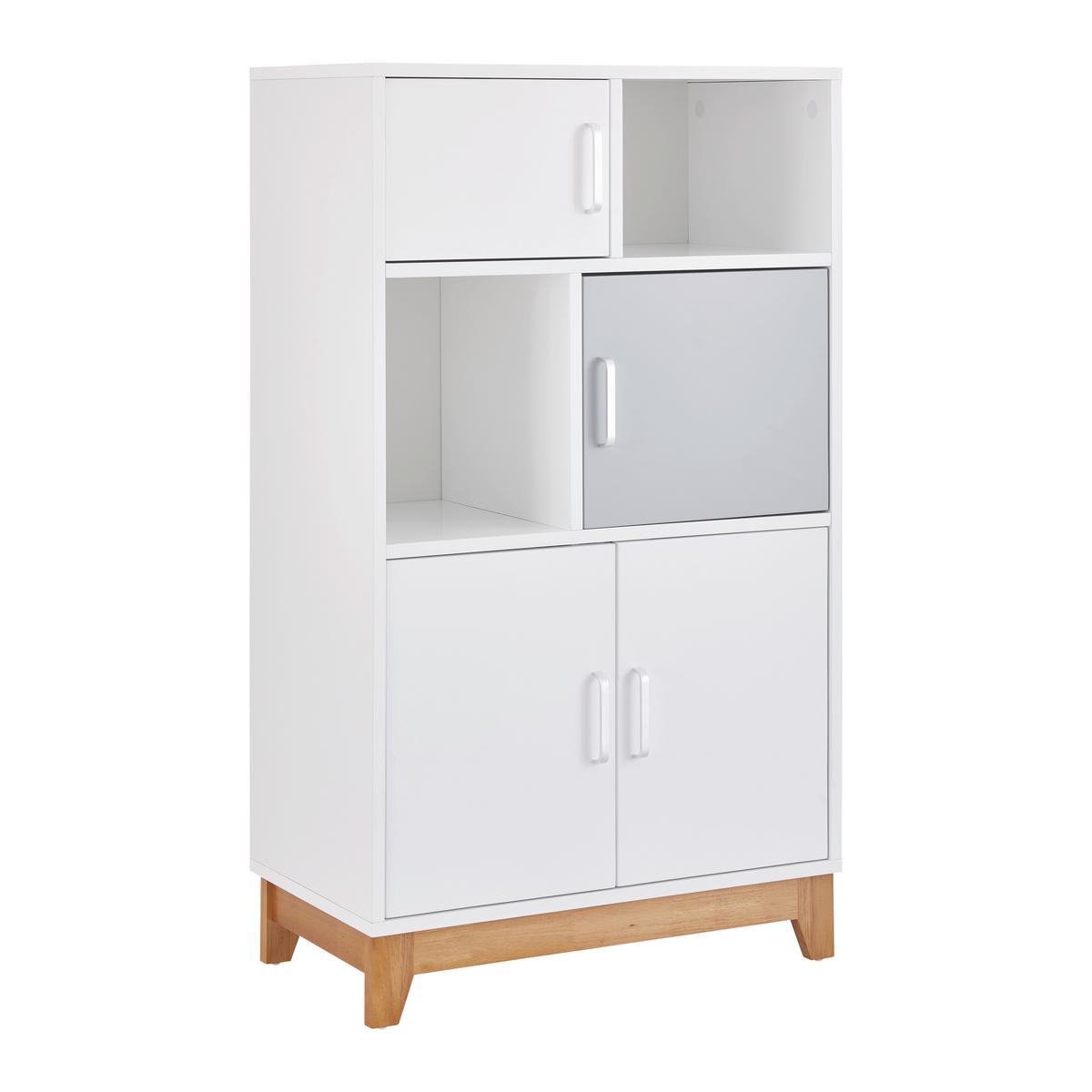 Regál do dětského pokoje DANNY bílo-šedý - šedá/bílá, Moderní, kov/dřevo (60/103/34cm) - Bessagi Kids