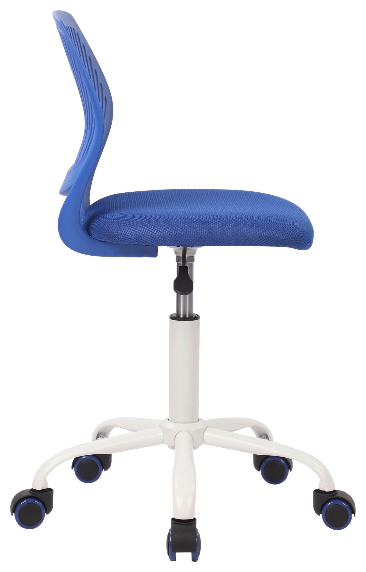 Otočná židle Kira modrá  cca. 40x87x44cm - bílá/modrá, Moderní, kov/dřevo (40/87/44cm) - Mömax