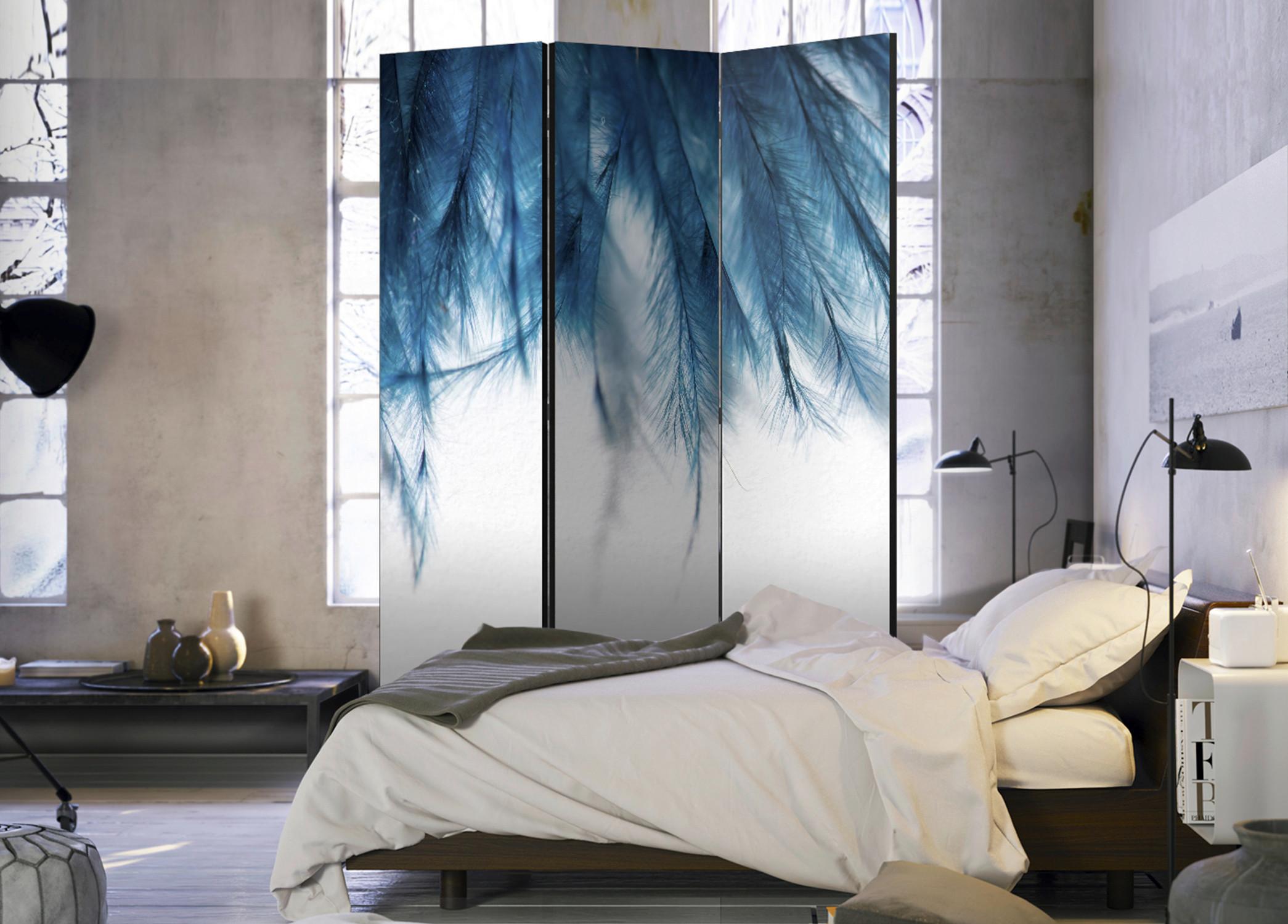 Paravent Blau Weiß B: 135 cm - Blau/Weiß, Basics, Holz/Textil (135/172/3cm) - artgeist