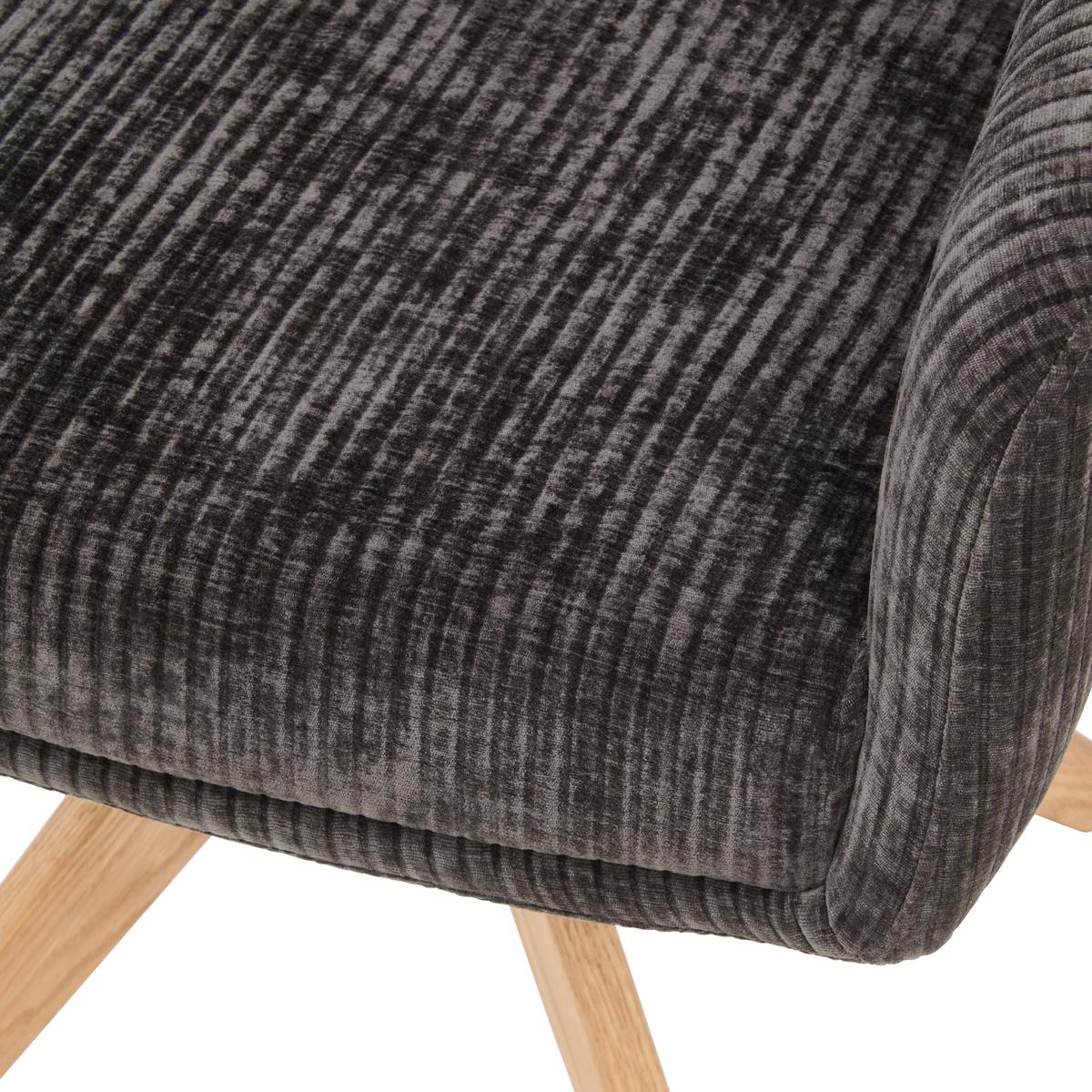 Armlehnstuhl Mattis Cord Anthrazit, B: 60 cm - Anthrazit/Naturfarben, KONVENTIONELL, Holz/Textil (60/90/69cm) - Livetastic