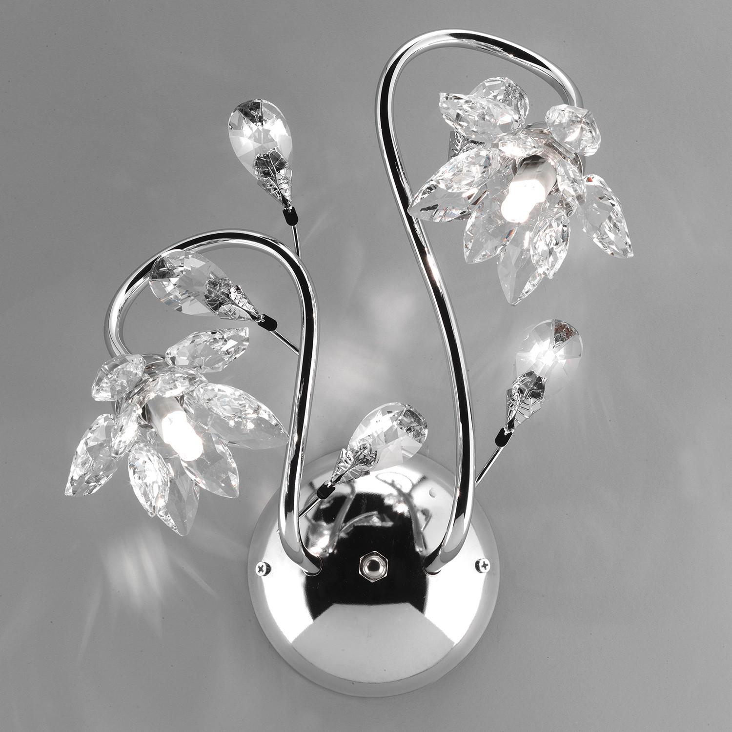 Wandleuchte 4773/Ap2 - Chromfarben, KONVENTIONELL, Glas/Metall (25/35cm)