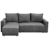 Ecksofa Potaro Feincord grau, S: 238x148cm - Schwarz/Grau, Trend, Holz/Kunststoff (238/148cm)