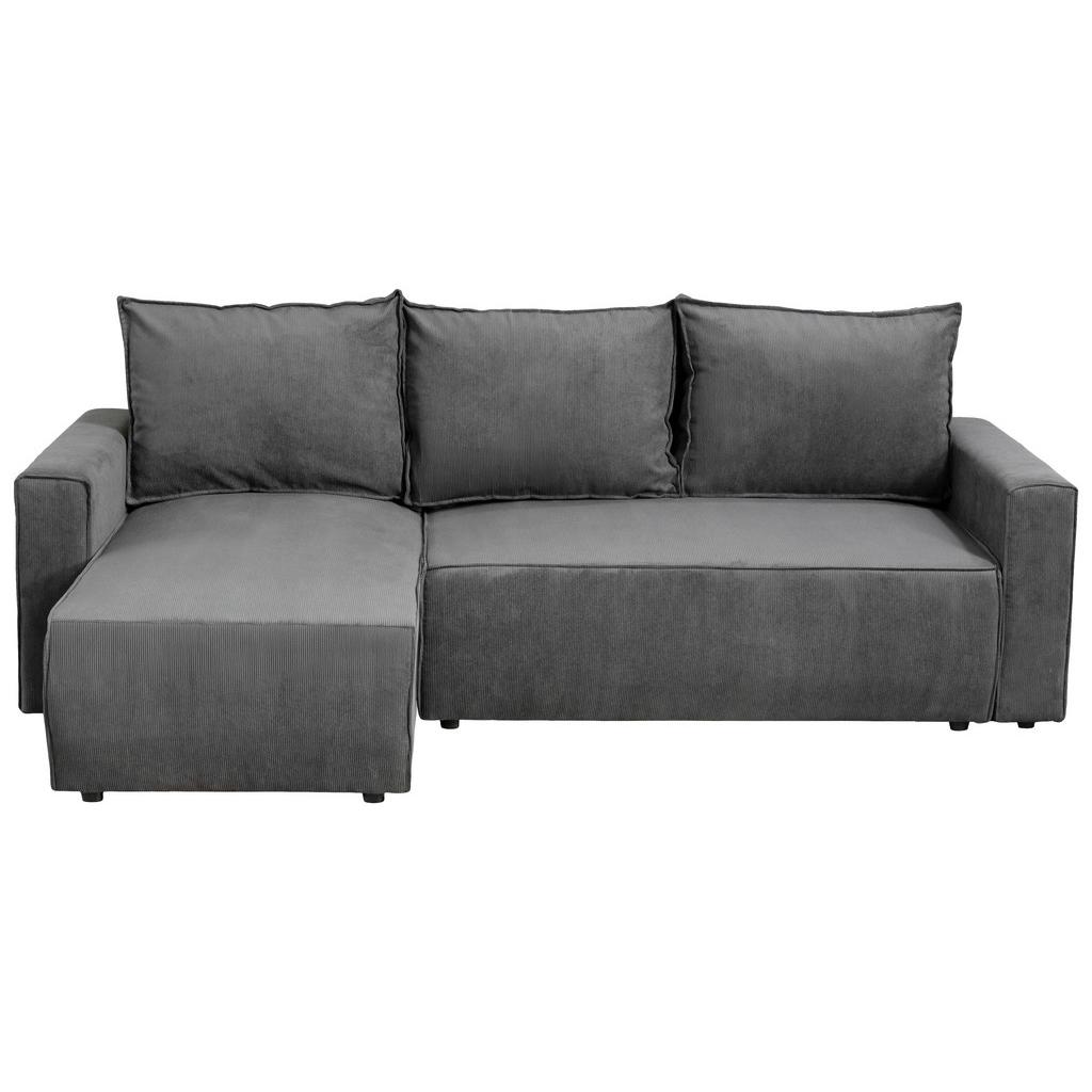 Ecksofa Potaro Feincord grau, S: 238x148cm