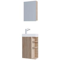Gästebad Lumia - Weiß/Sonoma Eiche, MODERN, Glas/Keramik (40cm) - MID.YOU