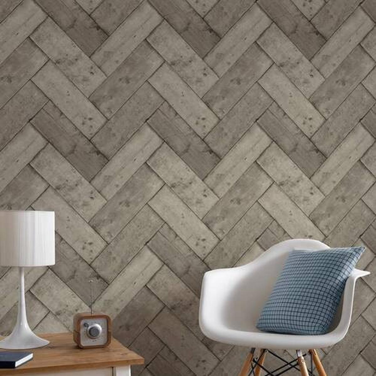 Vliestapete Herringbone - Hellgrau, Basics, Papier/Kunststoff (53/1000cm)