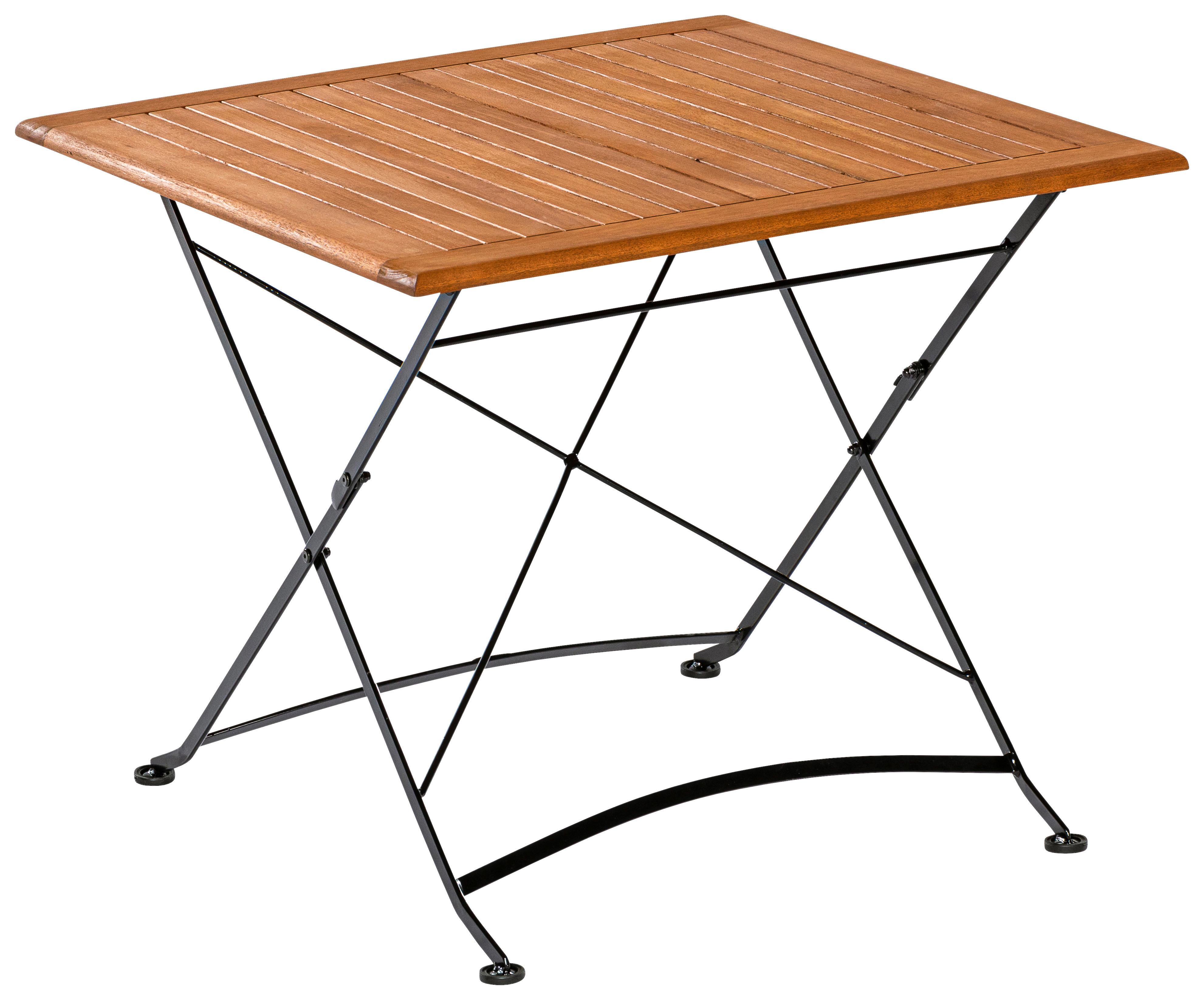 Gartentisch Klappbar Holz/ Metall L: 90 cm - Graphitfarben/Naturfarben, KONVENTIONELL, Holz/Metall (90/90/73cm) - Gardenson