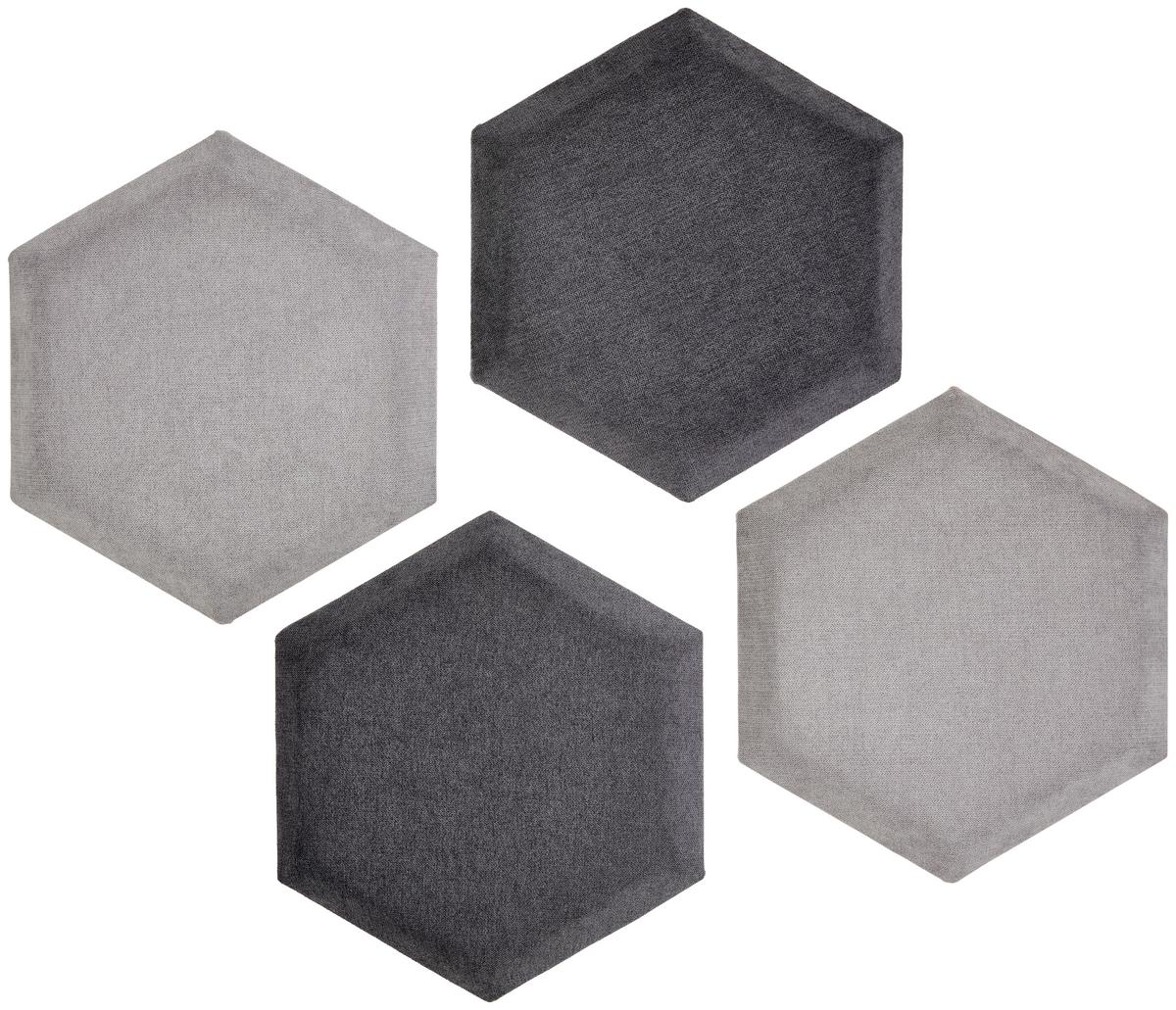 čalúnený panel 2ks, 36x32cm hexagon, tmavosivá - tmavosivá, Basics, textil (36/32/4cm) - MID.YOU