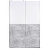 Schwebetürenschrank Victoria 1 B:125cm Beton/Weiß Dekor - Weiß/Grau, MODERN, Holzwerkstoff (125/196/62cm)