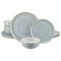 Taflservice Steinzeug 12 -Teilig. Creme/Azurblau - Azurblau/Creme, Basics, Keramik - Creatable