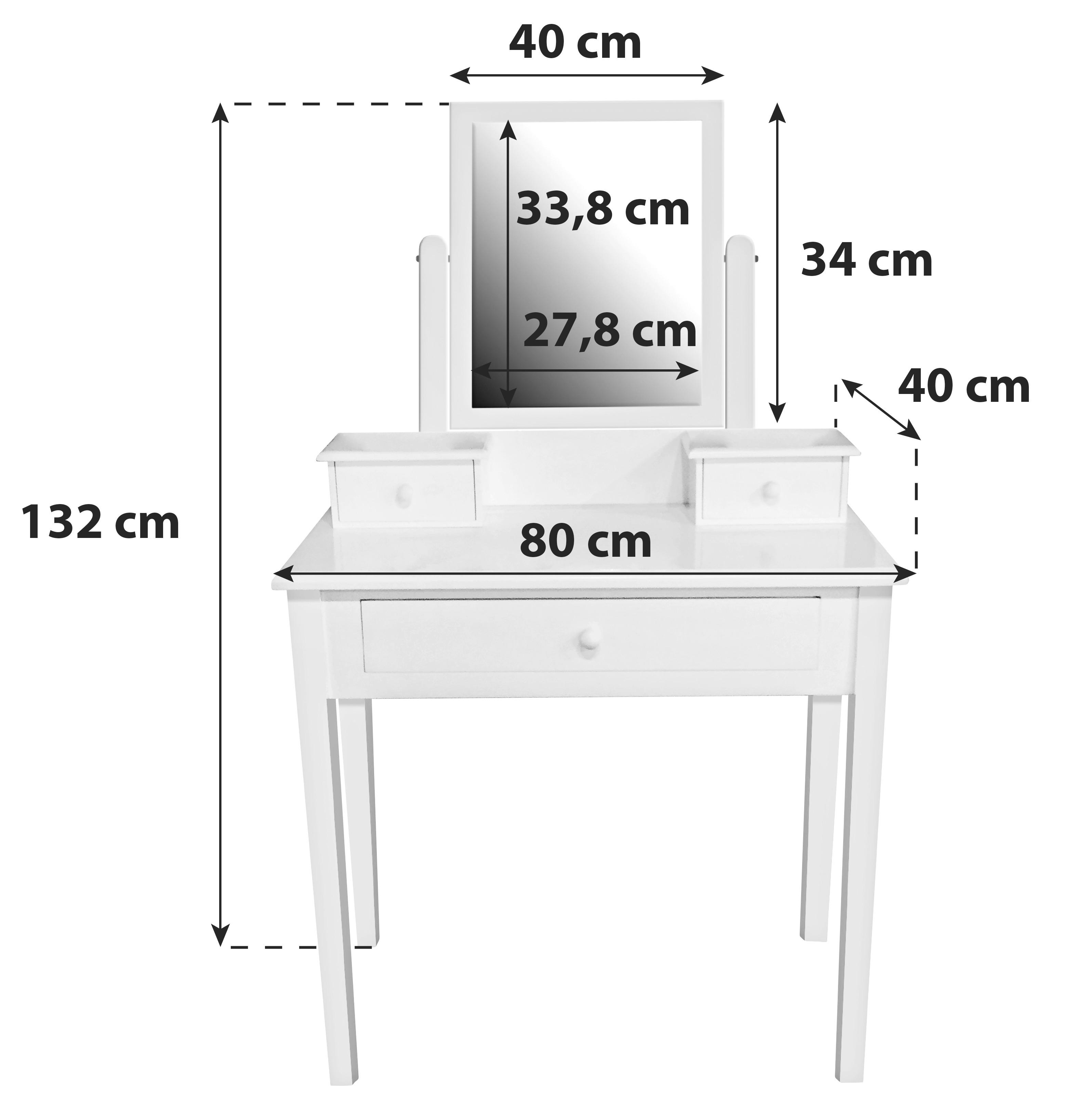 Toaletný Stolík Vanessa - biela, Moderný, drevo/kompozitné drevo (80/132/40cm)