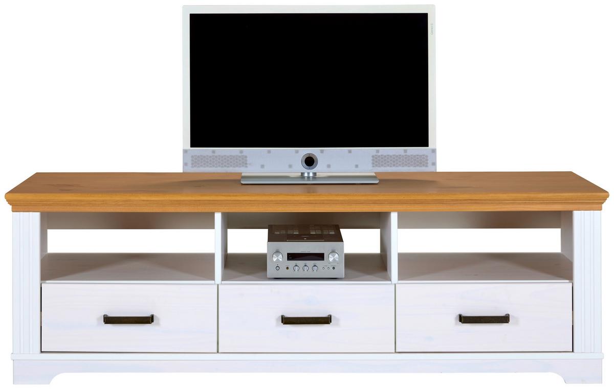 TV-Lowboard Maluno B: 166 cm Kiefer Massiv Weiß - Eichefarben/Weiß, MODERN, Holz (166/53/48cm) - Livetastic