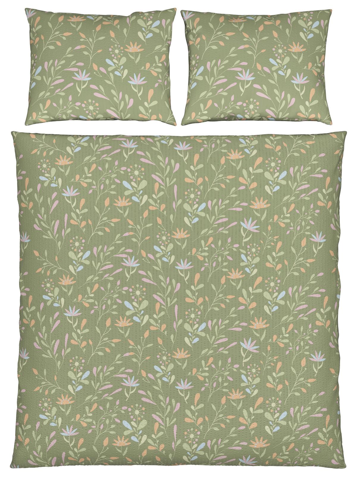 Povlečení Marina XXL, 2x70/90 200/220cm - zelená, Konvenční, textil (200/220cm) - Mömax