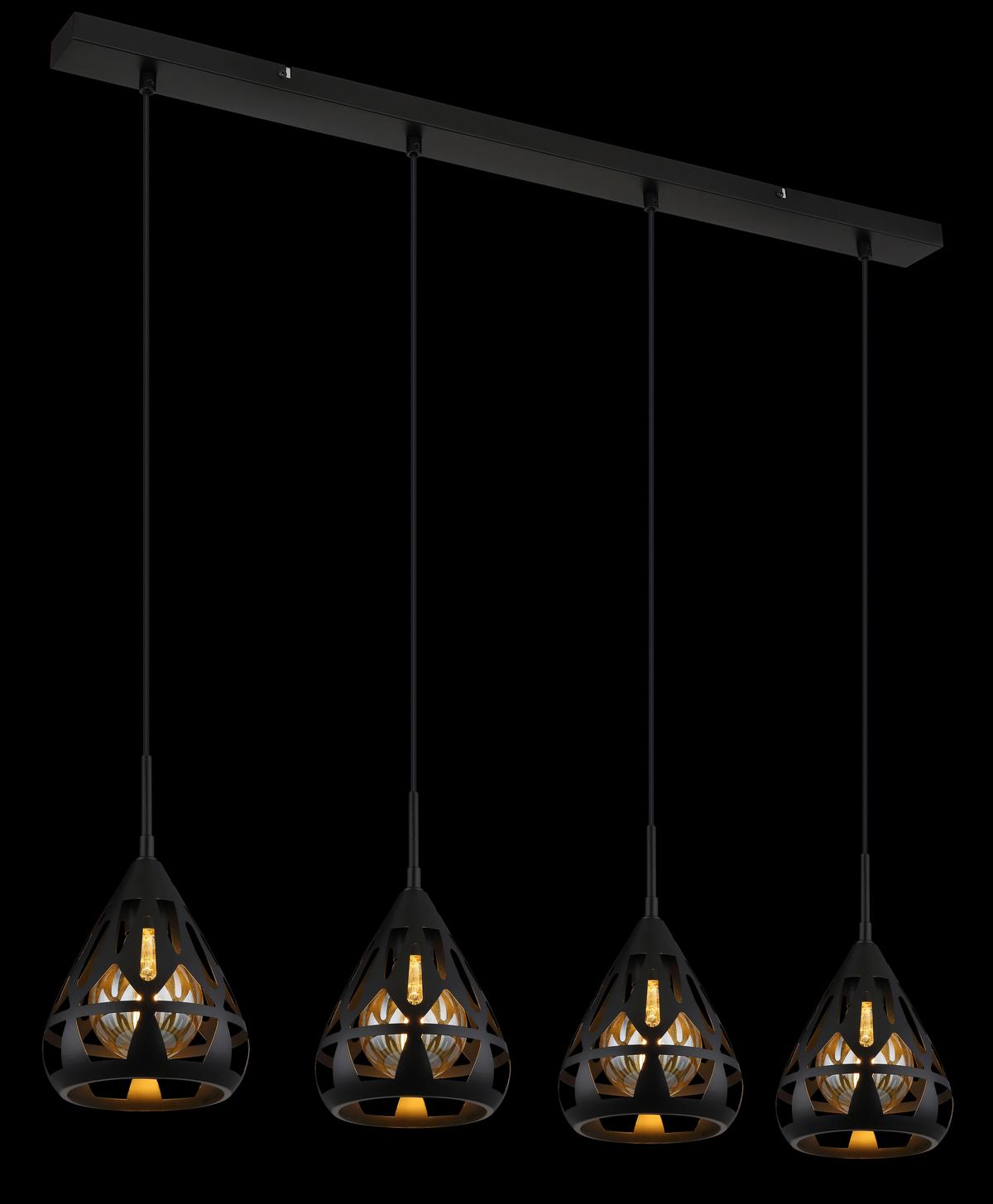 Hängeleuchte 15889-4h - Schwarz, Basics, Kunststoff/Metall (92/17/120cm) - Globo